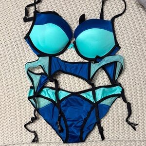 Victoria's Secret Blue and Teal lingerie Set